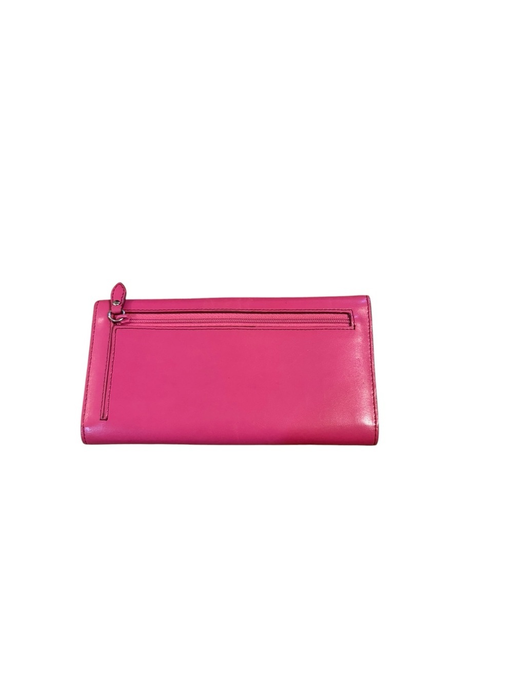 Lodis Bright Fuchsia Leather Flap Clutch with Subtle Embossed Logo - Picture 5 of 7